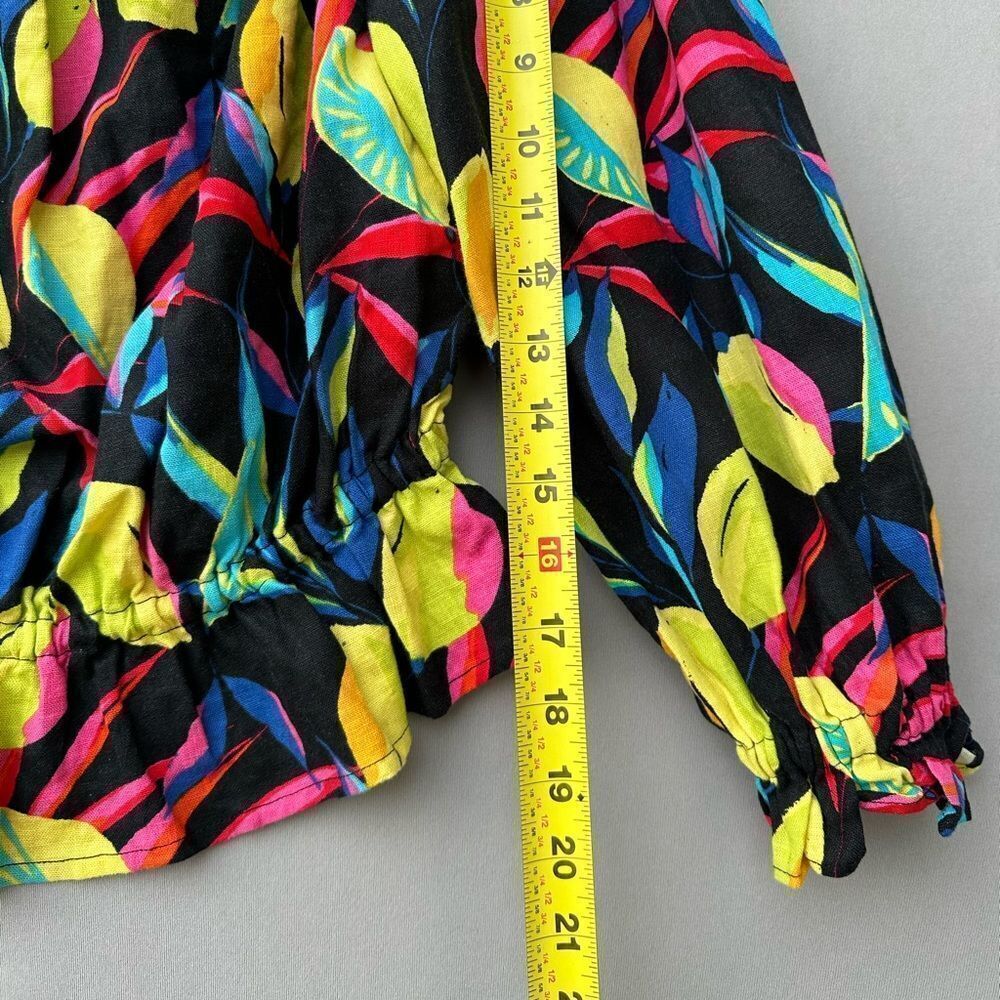 5 for $45 Tabitha Top Blouse Shirt Size S Lemon Print Linen Blend - Picture 6 of 8